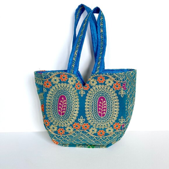 Handmade Embroidered Colorful Metallic Rajasthani Bag - Picture 1 of 8